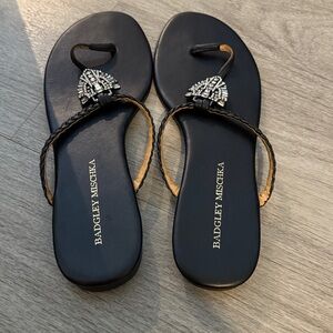 Badgley Mischka Black Sandals with Silver Embellishments